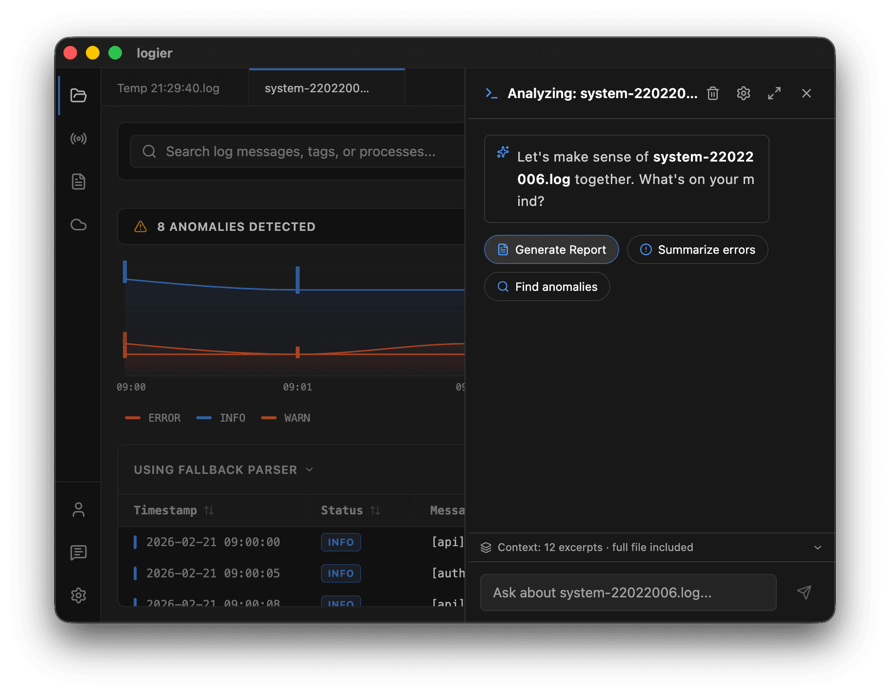 Logier desktop app — screenshot 2